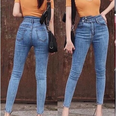 [Size 32-36] Quần Jeans Lưng Siêu Cao 2 Nút / Dài Tôn Dáng Gọn Bụng / Co Giãn Mạnh