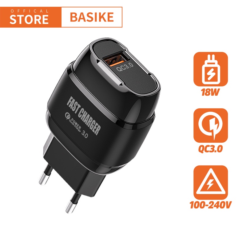 Củ Sạc Nhanh BASIKE AE95 Mini 18W Sạc Nhanh QC3.0 Cho iPhone HUAWEI Samsung