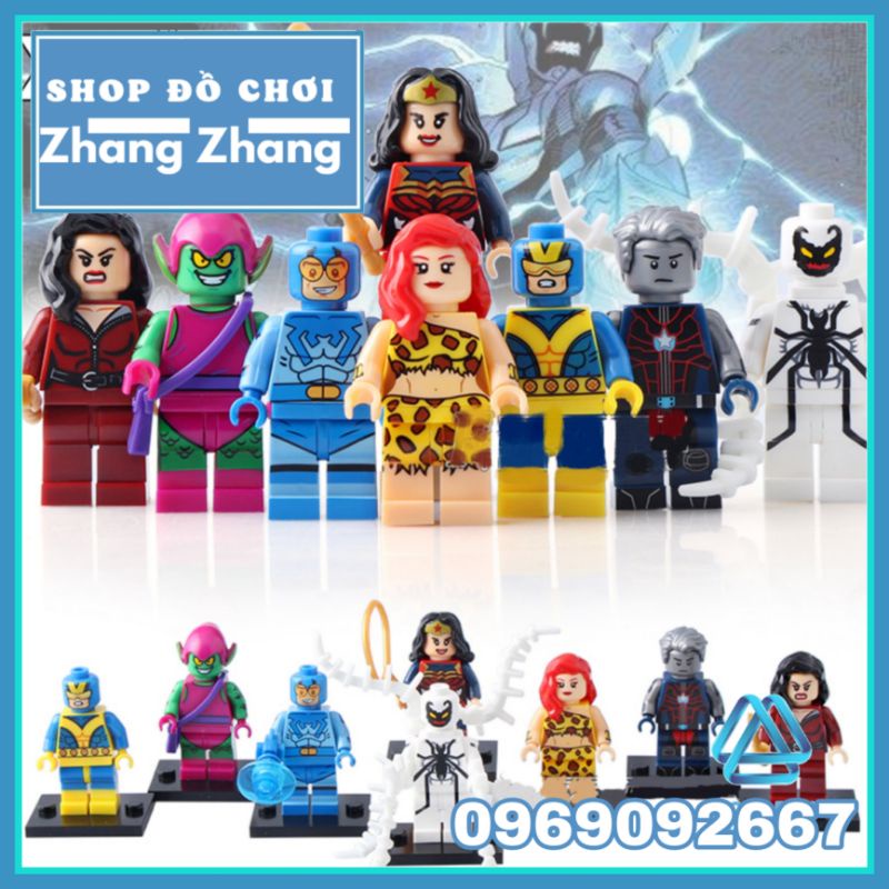 Đồ chơi Xếp hình gồm Wonder Woman - Giganta - Green Goblin - Citizen Steel - Talia Al Ghul Venom Minifigures Xinh X0170