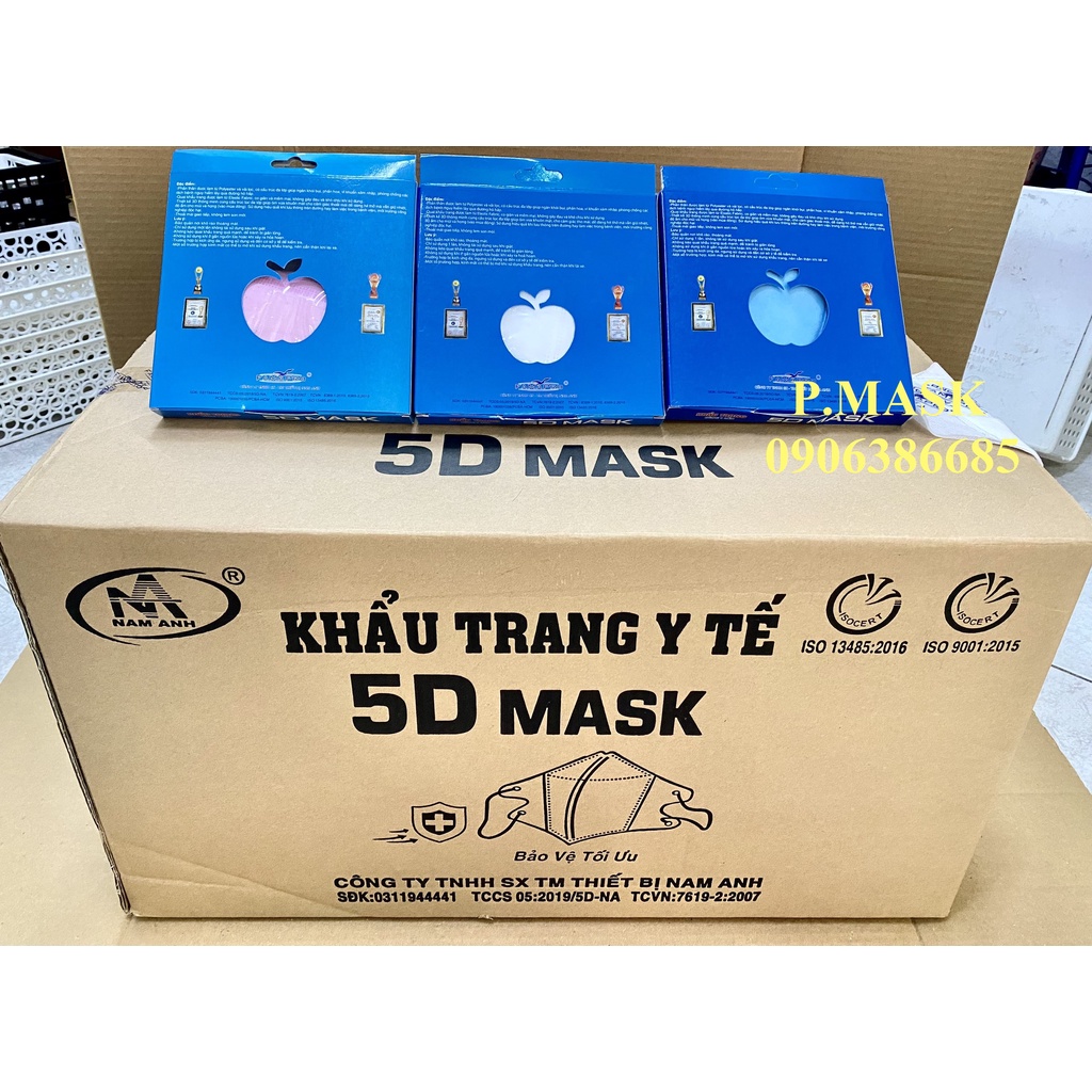 Combo 100 hộp khẩu trang 5D FAMAPRO thiết kế 3D Mask kháng khuẩn 10 cái/ hộp 3 lớp