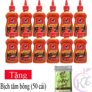 Combo 12 chai Tương ớt Nam dương Cay đặc biệt chai 250g Tặng bịch tăm bông - tương ớt 3 THẬT siêu cay chính hiệu con mèo
