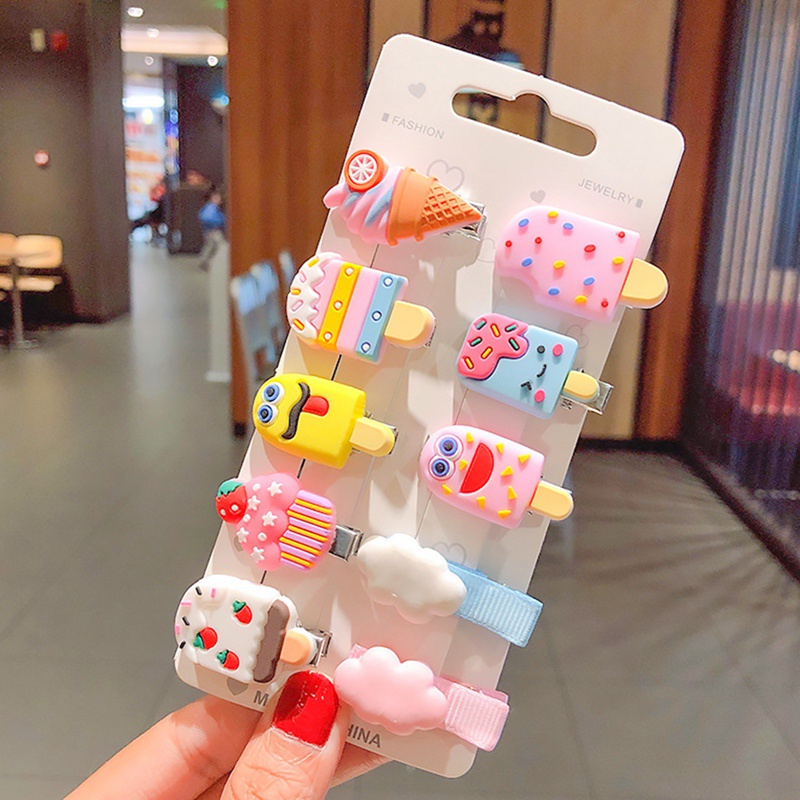 Set 10 kẹp tóc hình cây kem dễ thương cho bé gái