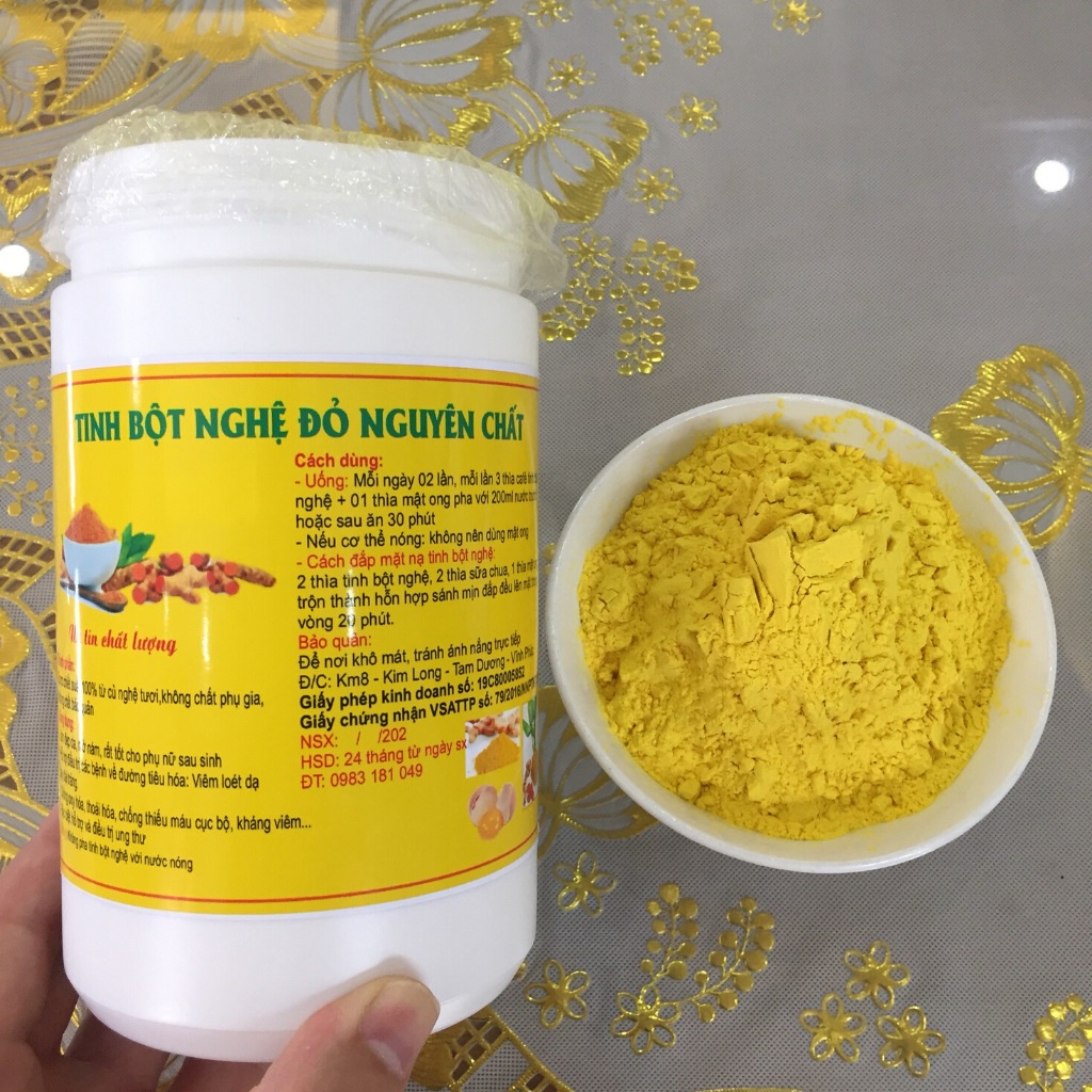 Tinh bột nghệ đỏ nguyên chất Tam Đảo 500g làm đẹp, hỗ trợ tiêu hóa (tinh bột nghệ vàng, đen, nghệ viên mật ong)