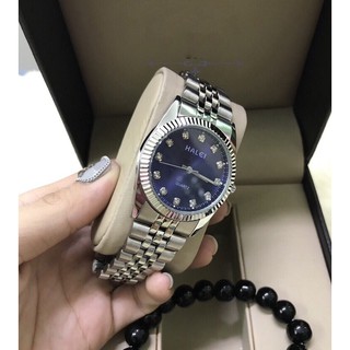Đồng hồ cặp đôi nam, nữ dây thép bạc Halei Steel moon phong cách thời thượng