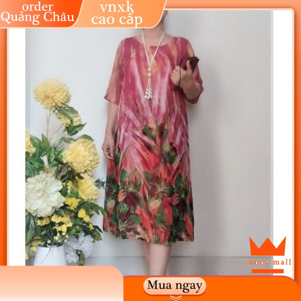 Váy Đầm Trung Niên Voan A Rộng Che Bụng 50Kg - 90Kg bigsize tặng mẹ rẻ đẹp đầm xinh giá tốt