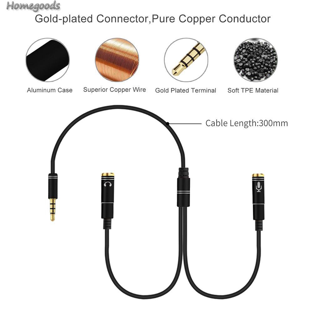 Dây Cáp Âm Thanh 3.5mm 1 Male 2 Female Cho Máy Tính