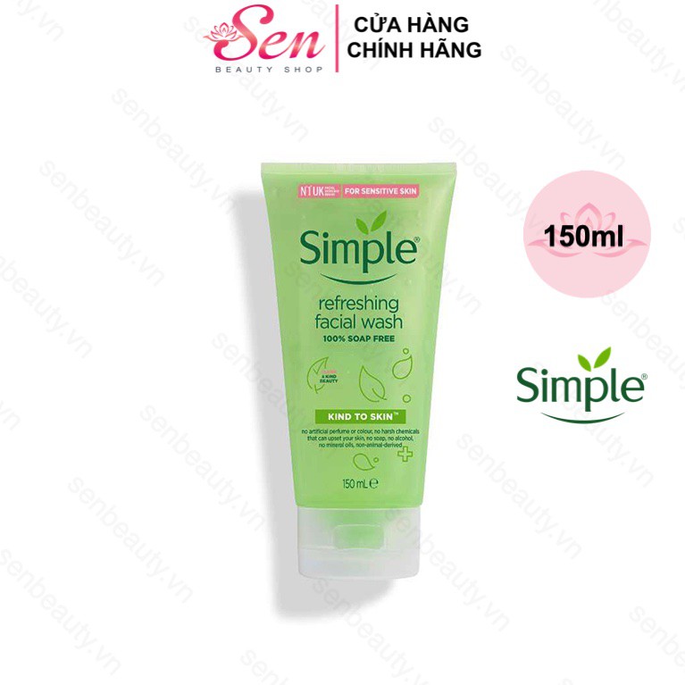 Sữa Rửa Mặt Simple Kind To Skin Refreshing Facial Wash Dịu Nhẹ 150ml