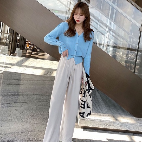 Áo cardigan ZHELIHANGFEI dệt kim tay dài cổ chữ V phong cách thời trang phương Tây