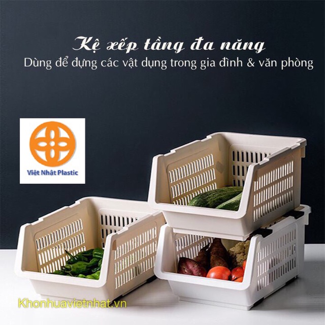 [Chọn màu] Kệ xếp tầng đa năng Việt Nhật tiện ích (5569) đựng đồ tiết kiệm không gian chất liệu nhựa bền đẹp