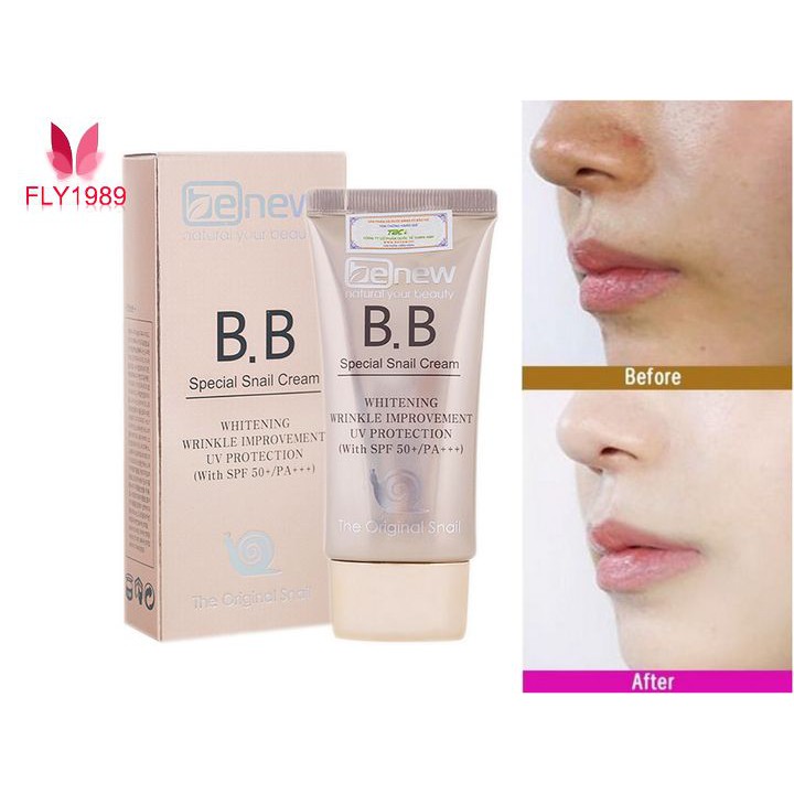 Kem nền BB che khuyết điểm kiềm dầu lâu trôi Benew Special Snail 50ml