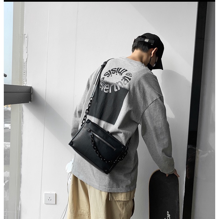Túi Đeo Chéo Nam kari Thời Trang Punstore Phong Cách Cá Tính Nhỏ Gọn Màu Đen Đẹp chất Liệu Bền Bỉ