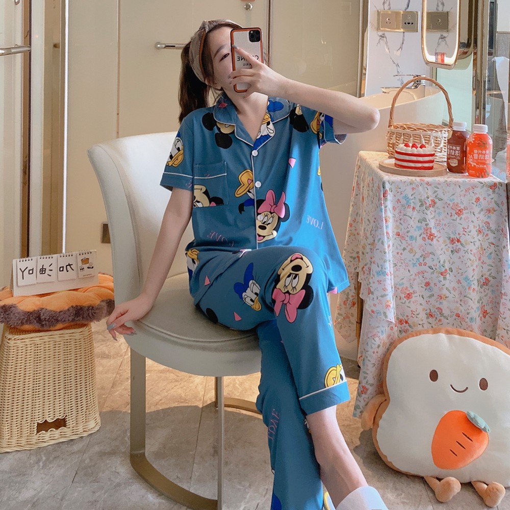 Bộ đồ ngủ pijama nữ ngắn tay hoạt hình dễ thương và thoải mái | BigBuy360 - bigbuy360.vn