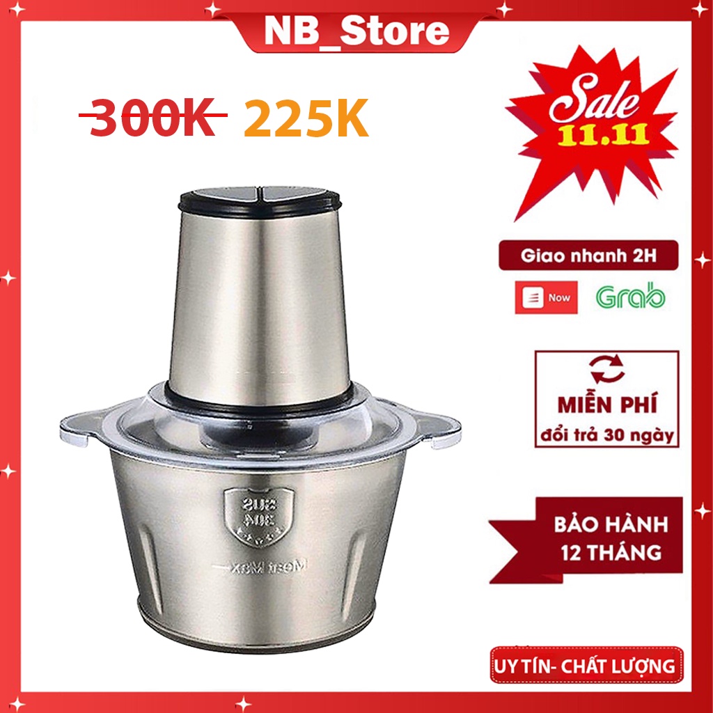 [Mã ELHADEV giảm 4% đơn 300K] Máy Xay Thịt Cầm Tay Cối Xay Inox 4 Lưỡi Công suất 300W , Xay Cua Cá, Tỏi Ớt, Rau Củ Quả