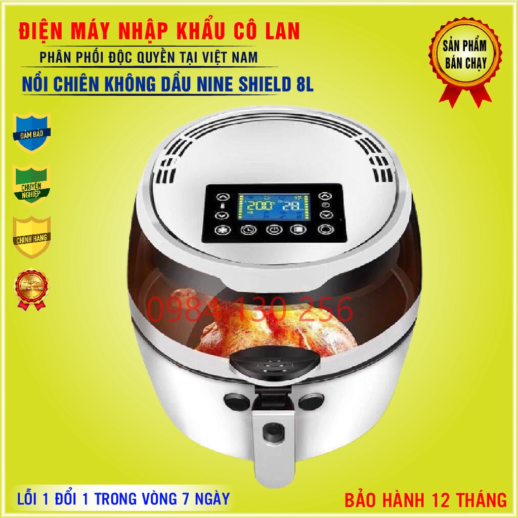 Nồi Chiên Không Dầu Nine Shield 8l Siêu To Khổng Lồ Điện Tử- Thế Hệ Mới Nhất 2021