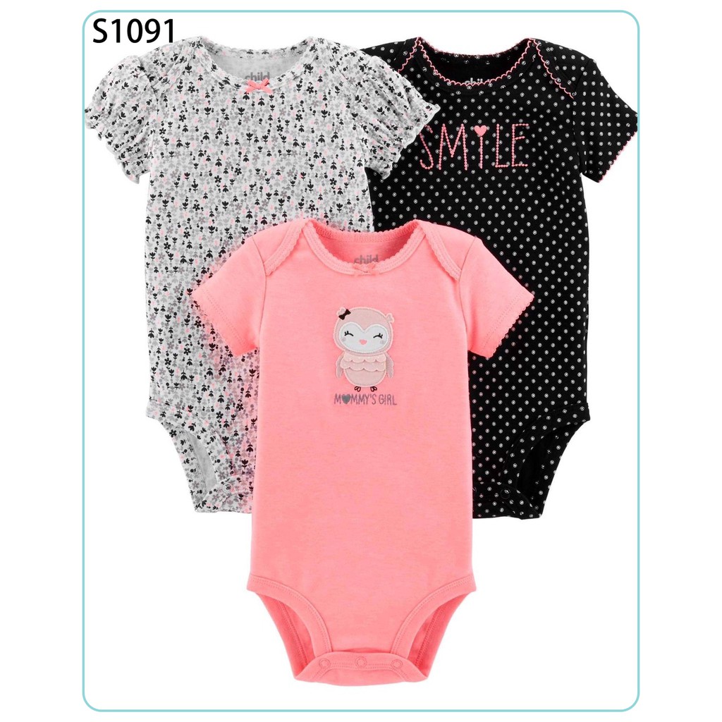 Set 4 Cái Bodysuit Cho Bé Gái - Bé Trai - Sơ Sinh Màu Ngẫu Nhiên Chất Liệu Cotton 100% Từ 0-24 Tháng S1091