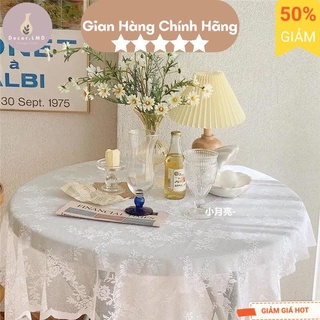 Khăn trải bàn ren hoa trắng thơ mộng Hàn Quốc vintage,Khăn dã ngoại picnic, Phông Nền Chụp Ảnh Trang Trí Bàn Học