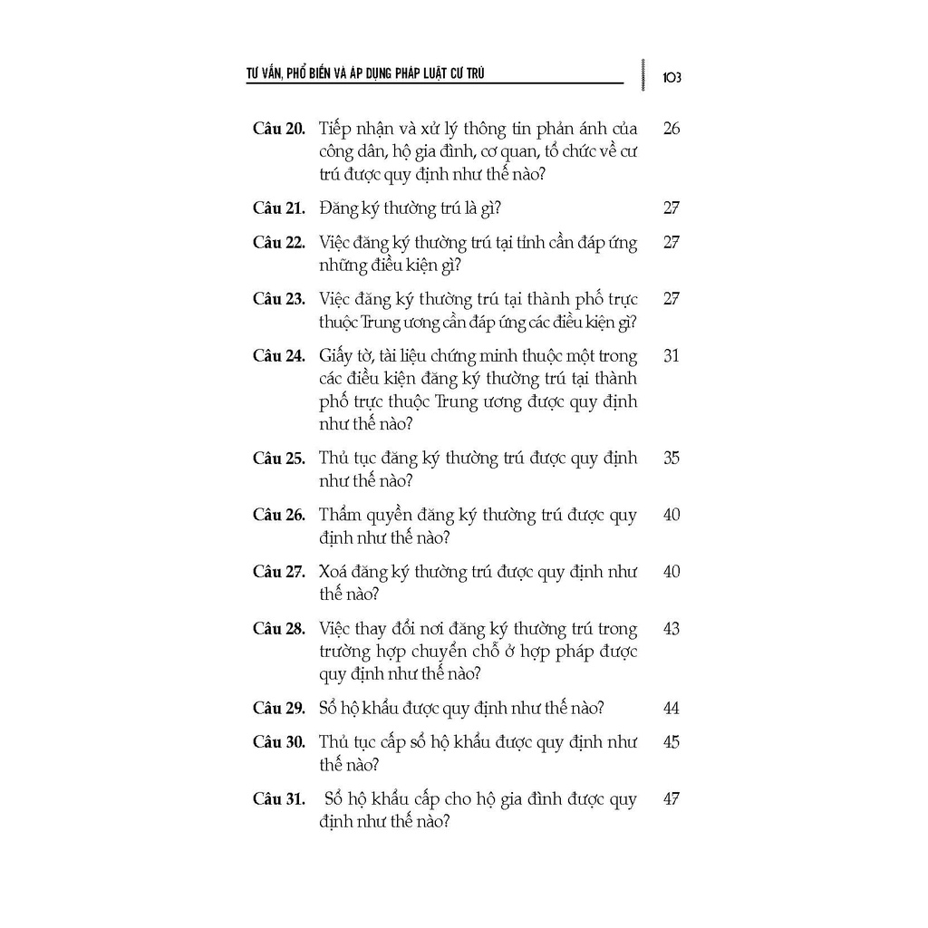 Sách - Tư Vấn, Phổ Biến Và Áp Dụng Pháp Luật: Cư Trú