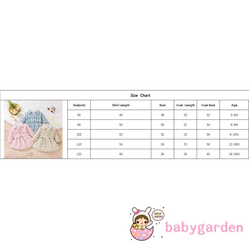 Set Đồ 2 Món Gồm Áo Tay Dài Cài Nút Kẻ Sọc Caro + Váy Cho Bé Gái 3-24 Tháng Tuổi