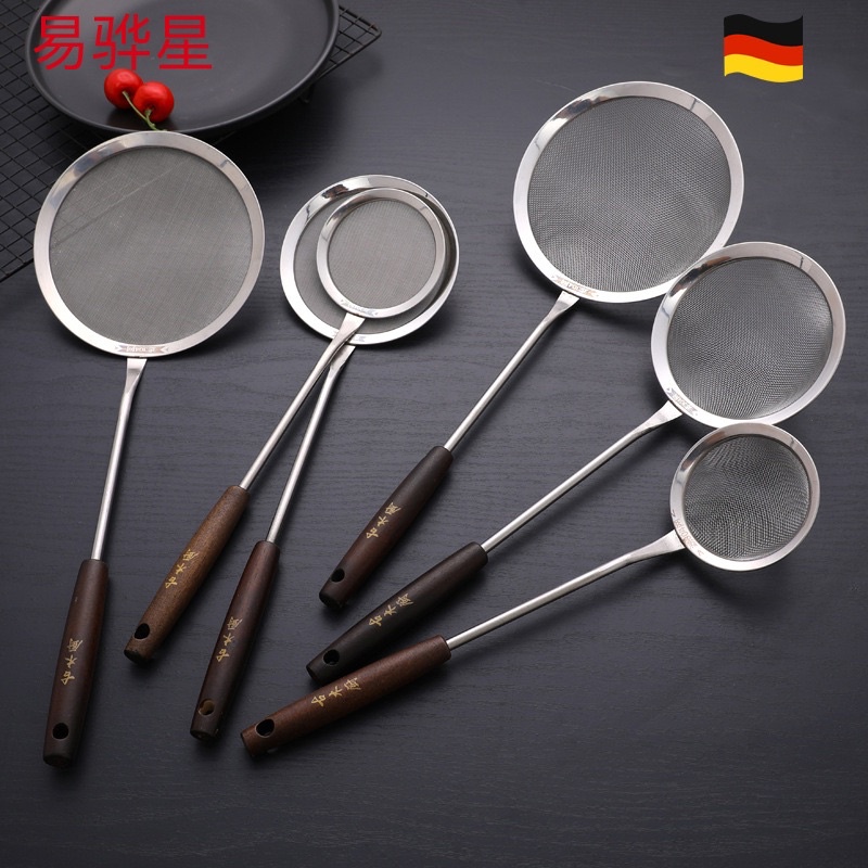Vợt hớt bọt, vợt lọc dầu, vợt vớt cặn bã inox 304 cán gỗ cổ điển
