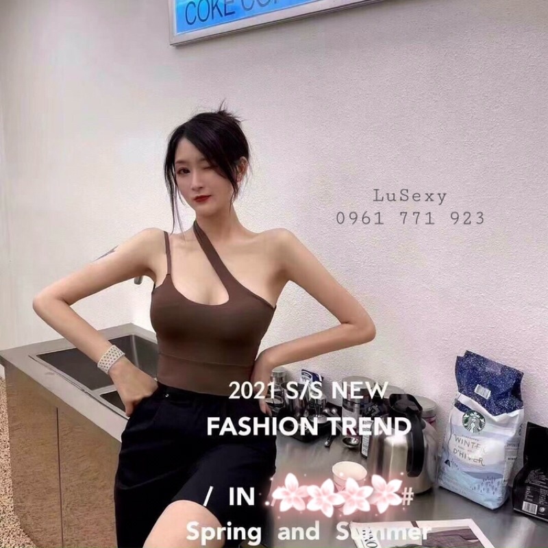 ÁO CROPTOP KIỂU BODY ĐAN DÂY cực chất - ÁO KIỂU NỮ 2021 ôm body sành điệu màu đen trắng nâu xám