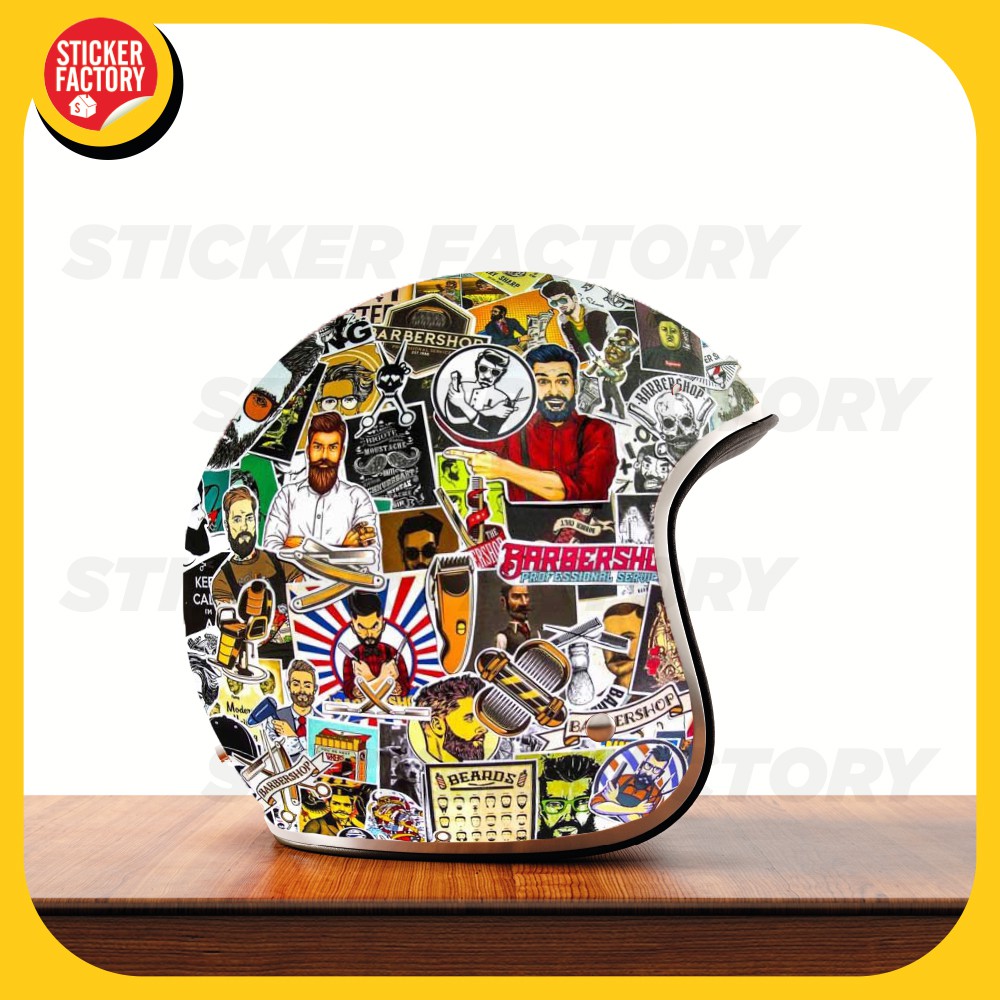 Barber hớt tóc - hộp set 100 sticker decal hình dán nón bảo hiểm , laptop, xe máy, ô tô - STICKER FACTORY