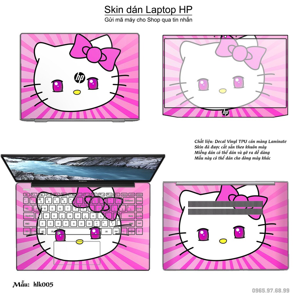 Skin dán Laptop HP in hình Hello Kitty (inbox mã máy cho Shop)