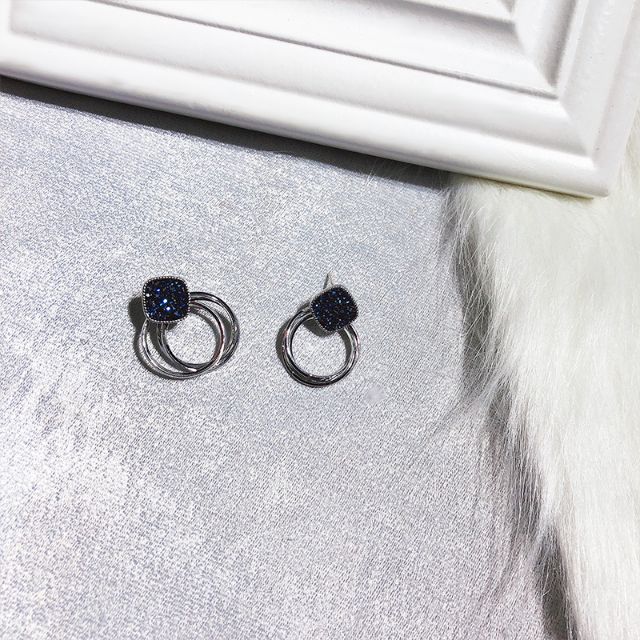 Hoa tai pha lê xanh ngọt ngào bạc 925