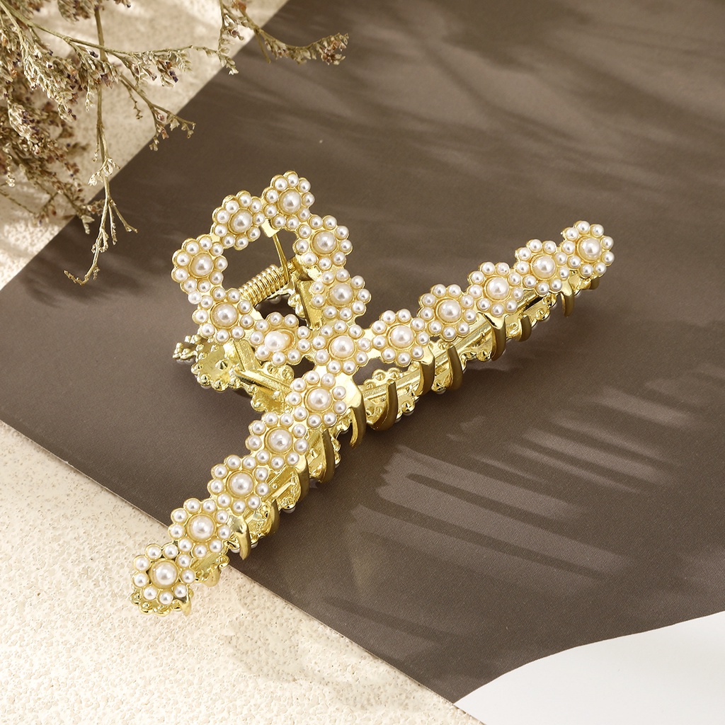 Kẹp bấu tóc Haimeikang đính đá và ngọc trai thời trang Hàn Quốc