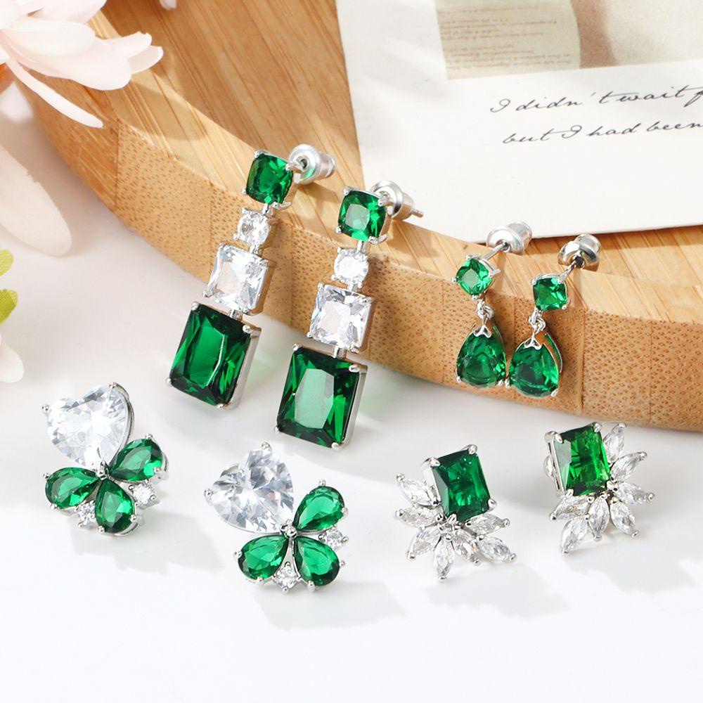 NIUYOU Khuyên Tai Hình Giọt Nước Đính Đá Zircon Thời Trang