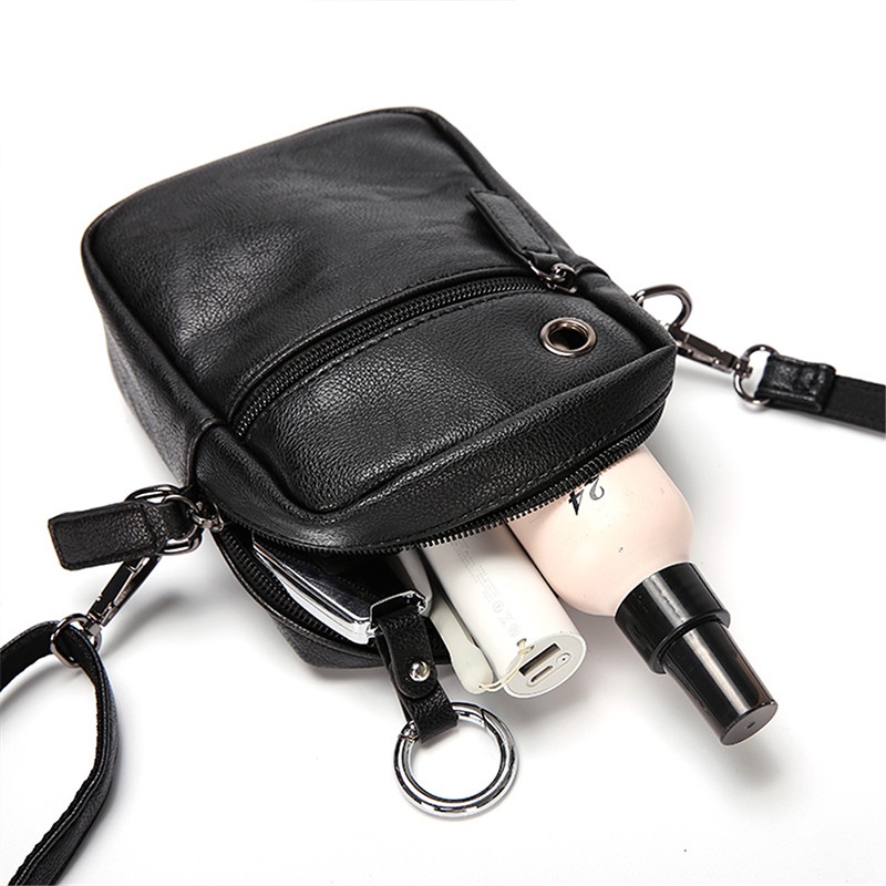 Túi Đeo Chéo Nam Nữ Unisex Mini Bag Da Mềm Mịn Cao Cấp Tiện Lợi, Túi Đeo Dạo Phố Bền Bỉ - The Black Box