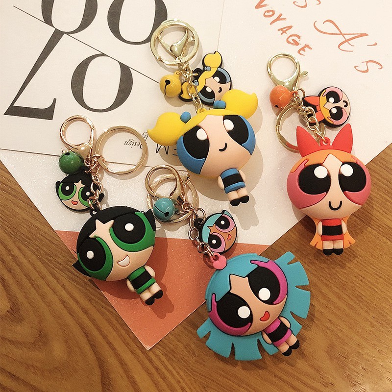 Móc Khóa Silicon Hình Búp Bê Powerpuff Girl Xinh Xắn