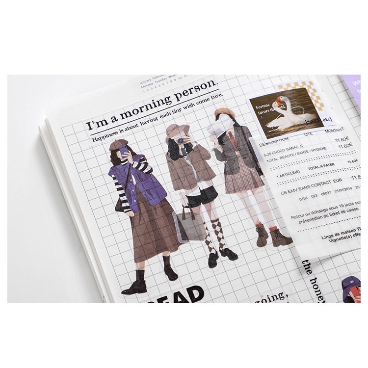 Set 20 Sticker Cô Gái Hàn Quốc thời trang trang trí sổ tay bullet journal