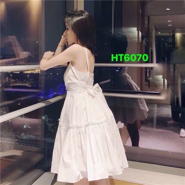 Đầm 2 dây xoè cột nơ eo, đầm tiểu thư babydoll 2 dây - A5U | BigBuy360 - bigbuy360.vn