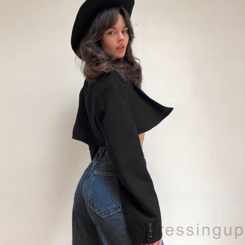 Áo Khoác Vest Dáng Ngắn Màu Sắc Thanh Lịch Cho Nữ