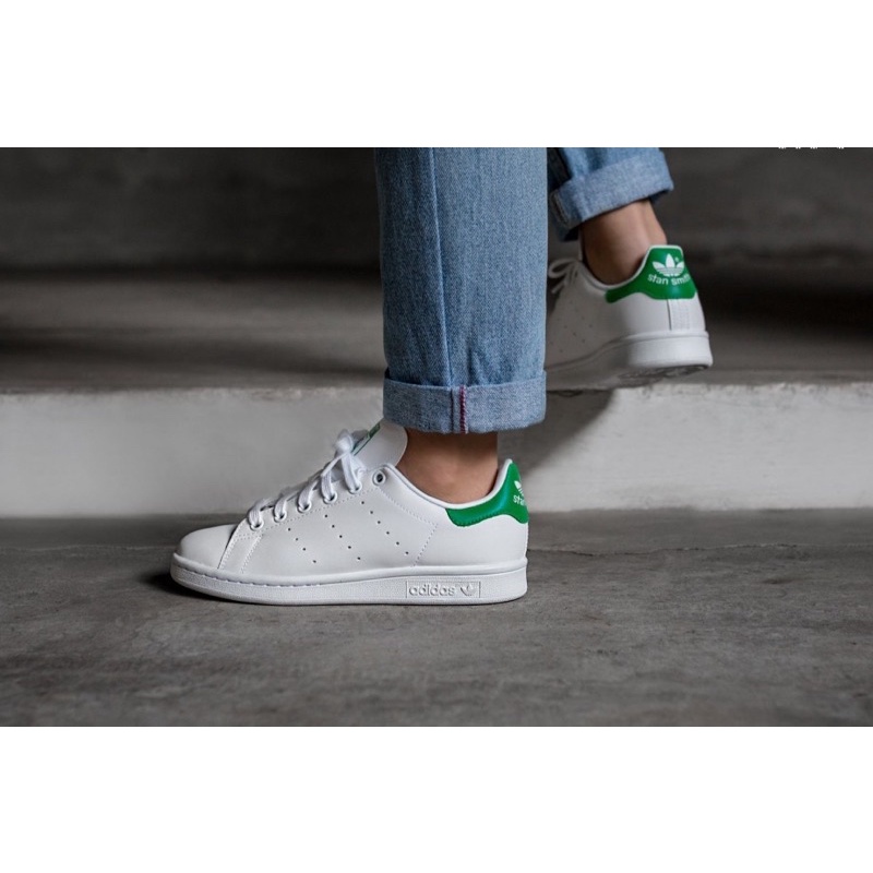 Giày thể thao Sneaker Adidas Stan Smith màu Trắng gót Xanh lá