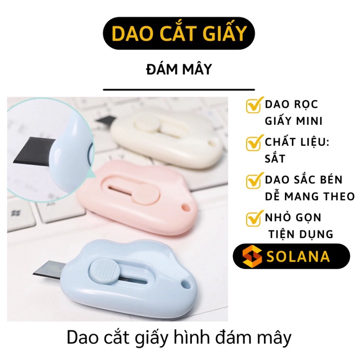 Dao Cắt Giấy - Dao Rọc Giấy Mini Cute Hình Đám Mây Dễ Thương Học Sinh Văn Phòng 9448