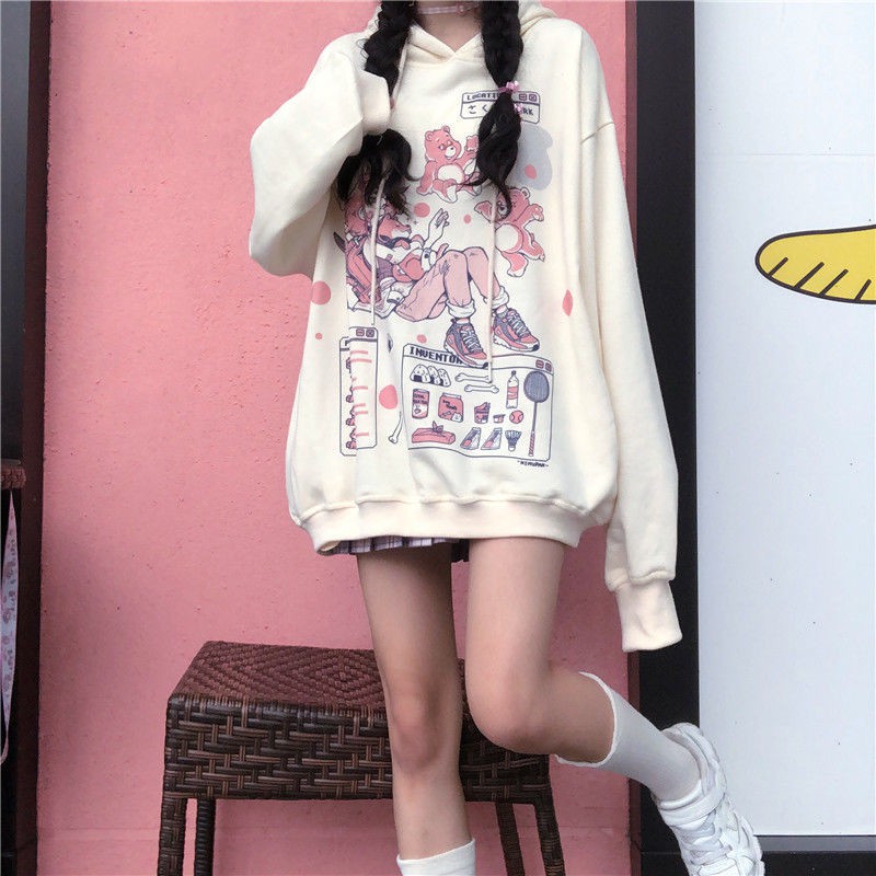 Áo Hoodie Họa Tiết Hoạt Hình Phong Cách Lolita Nhật Bản Cho Nữ