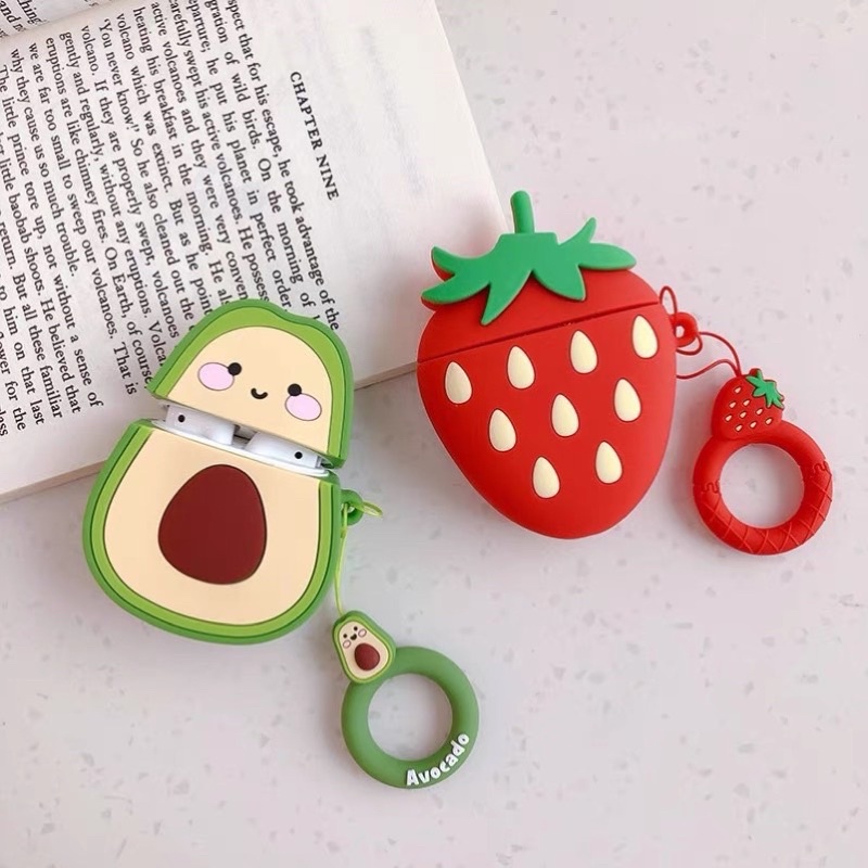 Vỏ bảo vệ tai nghe bluetooth Airpods bằng Sillicone dẻo, ốp Case cute, Airpods 2/pro - NUTACASE - HÌNH DÂU VÀ BƠ