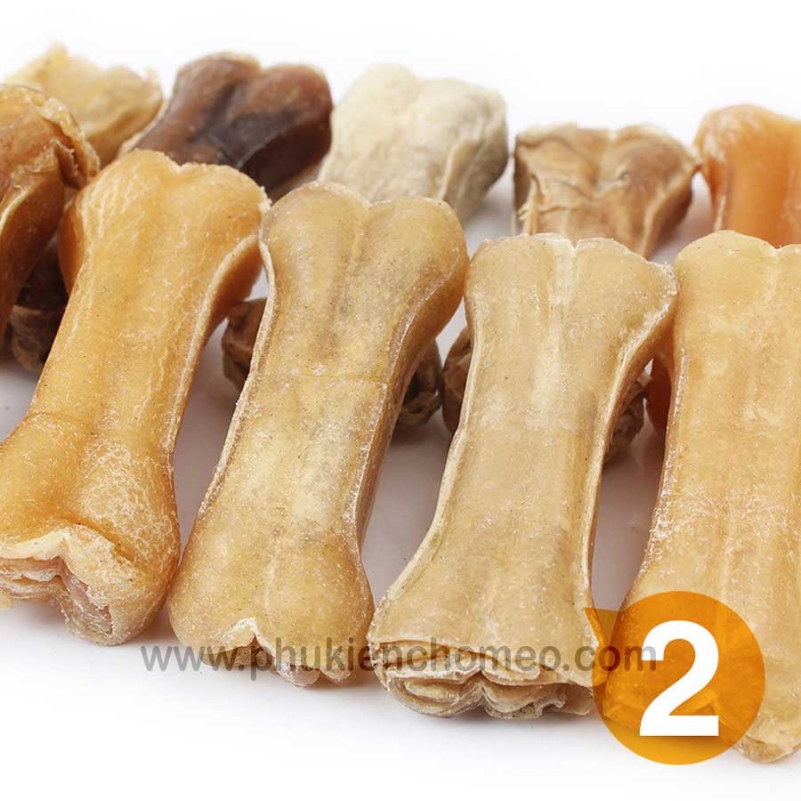 Xương da bò cho chó gặm cỡ nhỏ  2'' 8c/túi giúp làm sạch răng, đồng thời giảm hôi miệng và ngứa răng