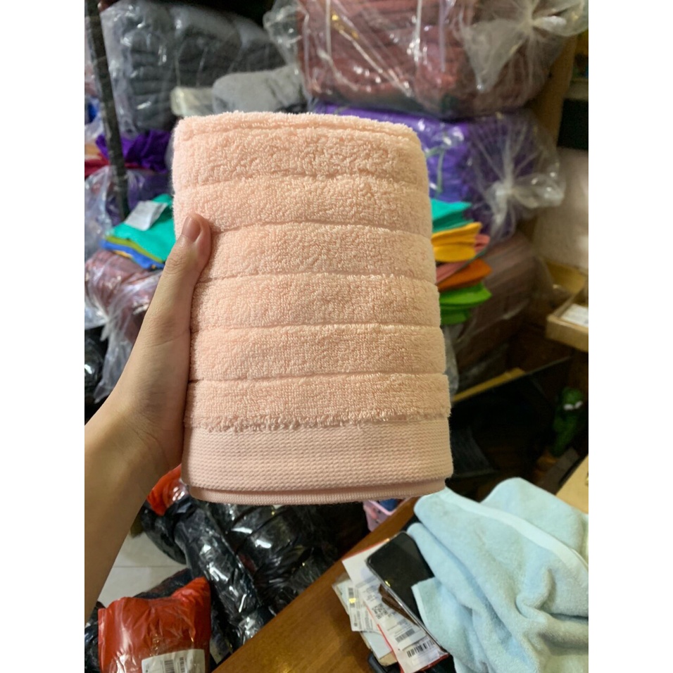 [Hàng VNXK] Khăn tắm xuất Hàn cỡ trung 100% cotton, kt 40x80 cm mềm mại, thấm nước cực tốt