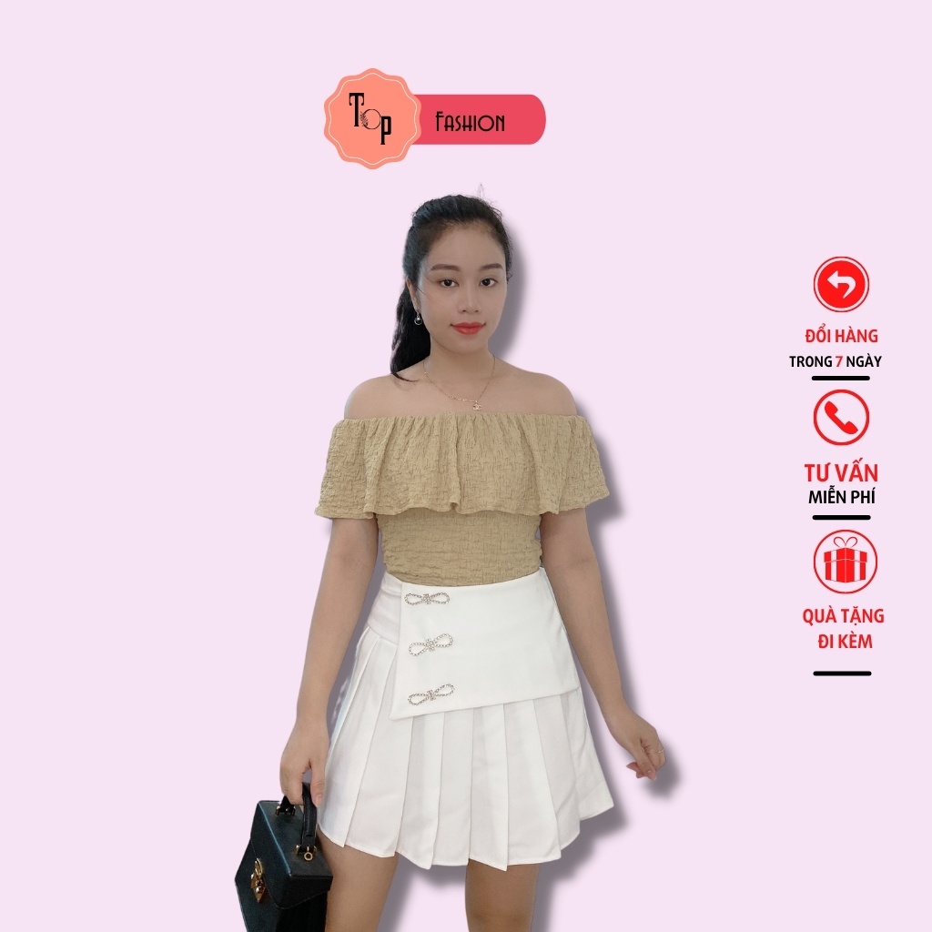 Chân váy xếp ly Top Fashion ,chân váy chữ A  cạp cao chất vải tuyết mưa mềm mịn có quần đùi trong T01 | BigBuy360 - bigbuy360.vn