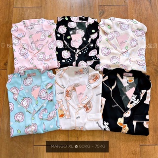 Đồ bộ ngủ nữ pijama lụa Mango tay ngắn quần dài Bigsize