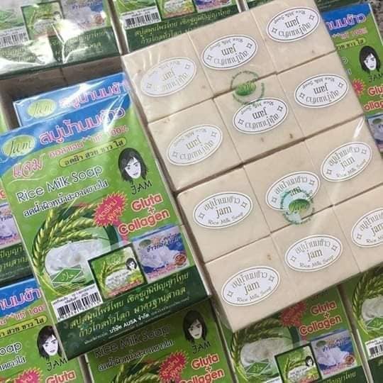 Xà phòng cám gạo Thái lan Jam Rice milk Soap (lốc 12 cục thái lan) chính hãng .