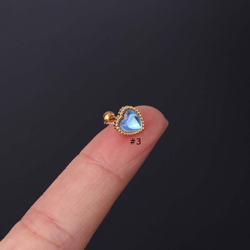 1 Chiếc Bông Tai Hình Trái Tim Bằng Thép Không Gỉ Dài 20 Mét Dài 6mm