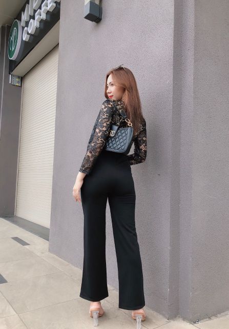 Jum phối ren quần ống suông xinh xắn