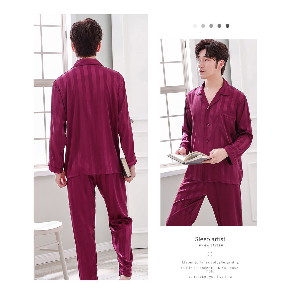 N9371 - Bộ pyjama nam dài tay chất lụa | BigBuy360 - bigbuy360.vn