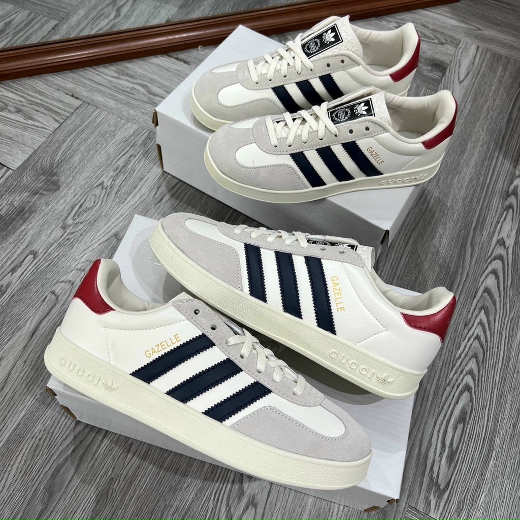 Giày thể thao Sneakers Gucci x Adidas Originals Gazelle HQ8853, Giày thể thao adidas gucci GAZELLE WHITE DA THẬT