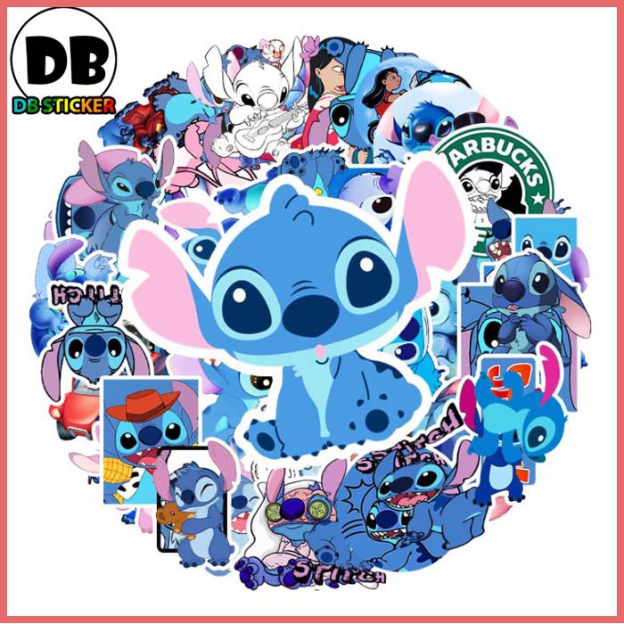 Sticker hoạt hình Stitch dễ thương, chống nước dán trang trí laptop, mũ bảo hiểm, vali, xe tay ga  - DB.005