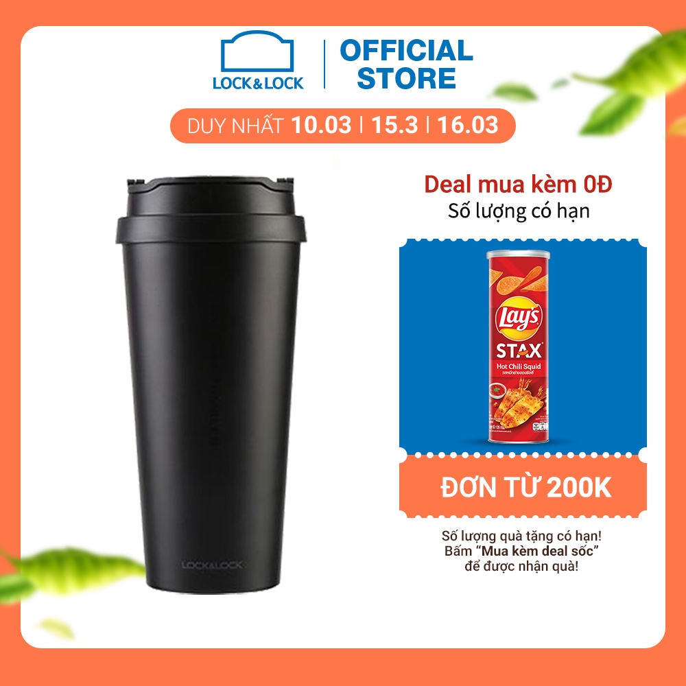 [Mã LIFEHL3 giảm 8% đơn 250K] Bình Giữ Nhiệt Bằng Thép Không Gỉ Lock&Lock Clip Tumbler (540ml) Đen [LHC4151BLK]