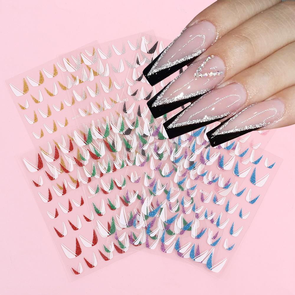 Miếng Dán Móng Tay Hình Chữ U Lấp Lánh 3D DIY